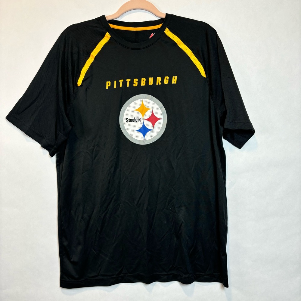 NFL Majestic Cool Base Pittsburgh Steelers Logo Shirt Men's Size Large